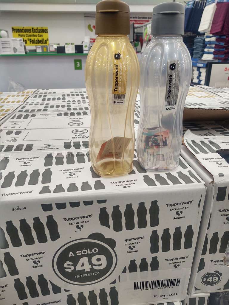 botella de agua Tupperware de un litro a solo $49 con 50 puntos en Soriana
