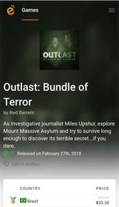 Nintendo eShop Brasil: Outlast Bundle of terror switch