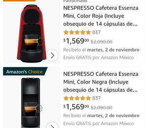Amazon: Nespresso Essenza/Mini Negra/Roja + 14 Capsulas