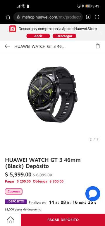 Huawei: Watch GT 3 46 mm (Regalo Silver Lucky Bag + Huawei Sound Joy)