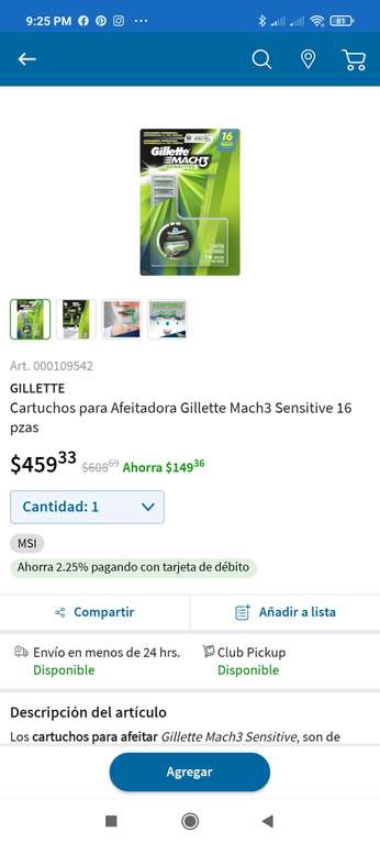 Sam's: Cartuchos para afeitar Gillette Match 3 Sensitive