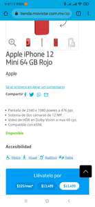 Movistar | iPhone 12 mini 64gb (Bonificación HSBC digital)