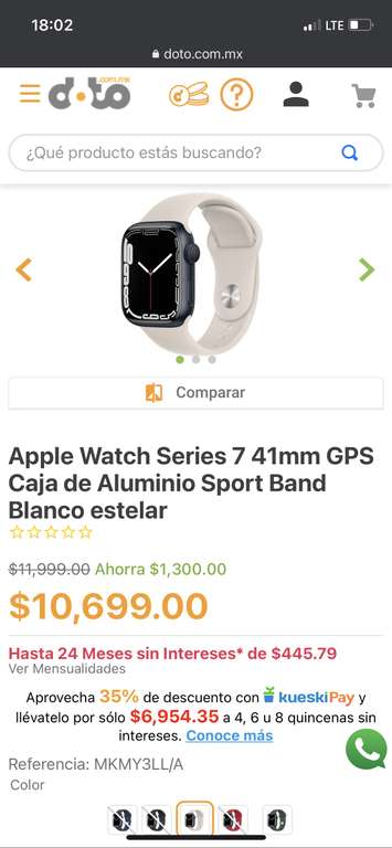 Doto Apple Watch series 7 41mm cupón Kueski pay