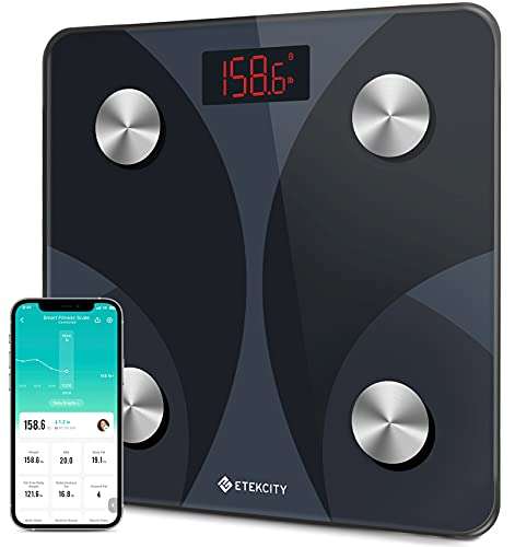 Amazon: Etekcity - Báscula digital inteligente para baño, báscula para peso y grasa corporal, sincronización con Bluetooth, monitor de salud