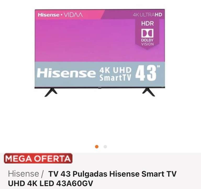 Linio, TV 43 Pulgadas Hisense Smart TV UHD 4K LED 43A60GV Paypal