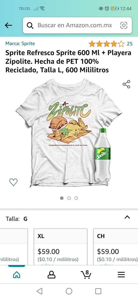 Sprite 600ml + camiseta de Zipolite en Amazon