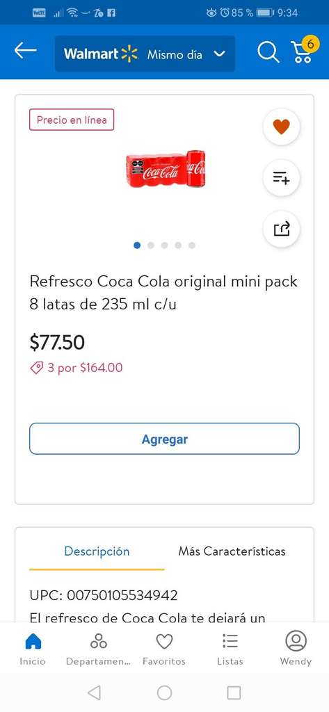 Walmart 24 latas de 235 ml de coca cola