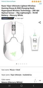Amazon: Mouse Razer Viper ultimate mercury white + dock carga