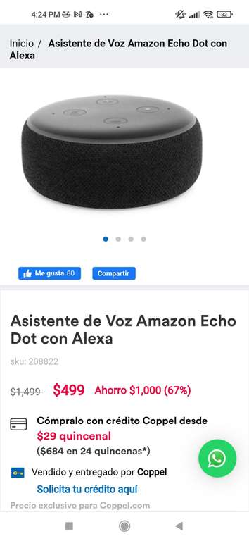 Coppel: Asistente de voz Amazon Echo Dot Alexa