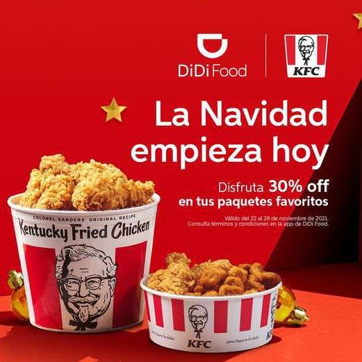DiDi Food: 30% en Paquetes KFC