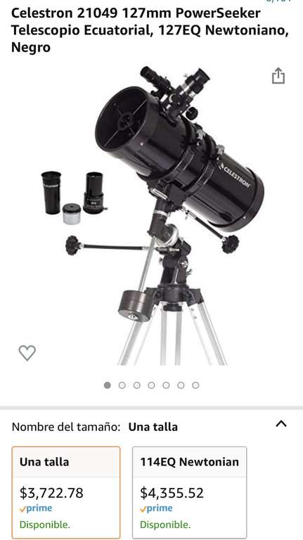 Amazon: Celestron 21049 127mm PowerSeeker Telescopio Ecuatorial, 127EQ Newtoniano, Negro