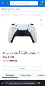 Walmart Super: Control inalámbrico DualSense PlayStation 5 - Entrega Pickup gratis [Mismo precio en Amazon MX]