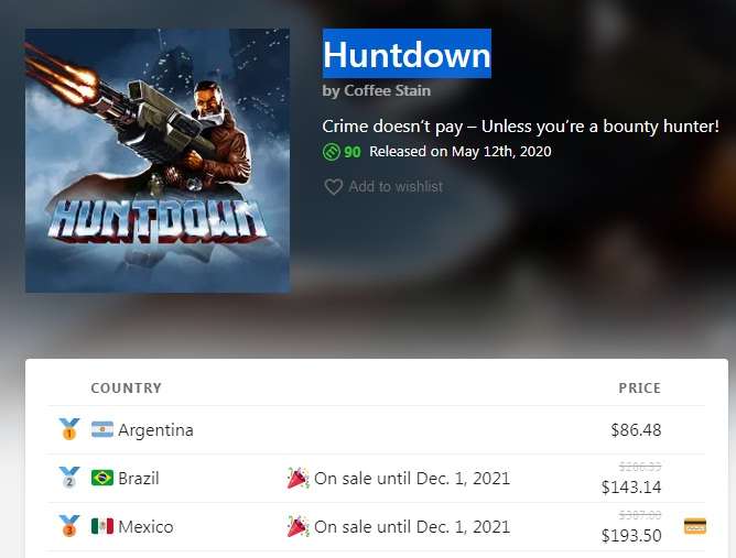 Huntdown para nintendo switch ( eshop de argentina)