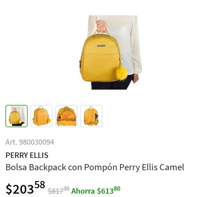 Sam's Club: Bolsa backpack con pompón Perry Ellis Camel