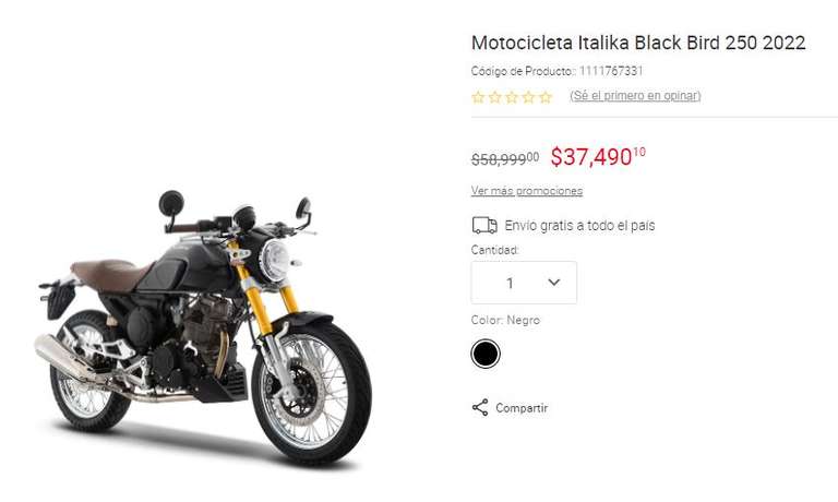 Liverpool: Motocicleta Italika Black Bird 250 2022