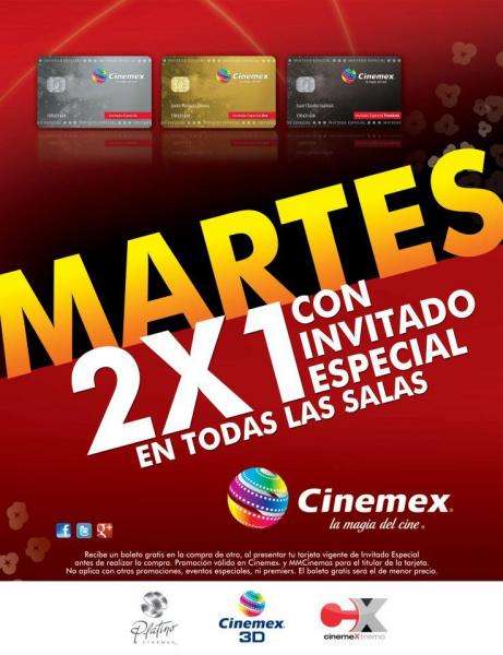 Cinemex: 2x1 los martes en todas las salas con tarjeta de invitado especial