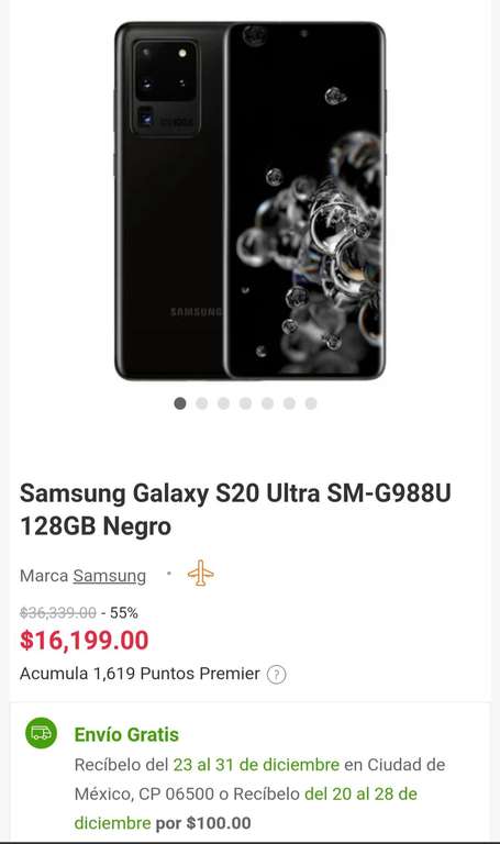 Linio: Samsung Galaxy S20 Ultra Negro 128GB