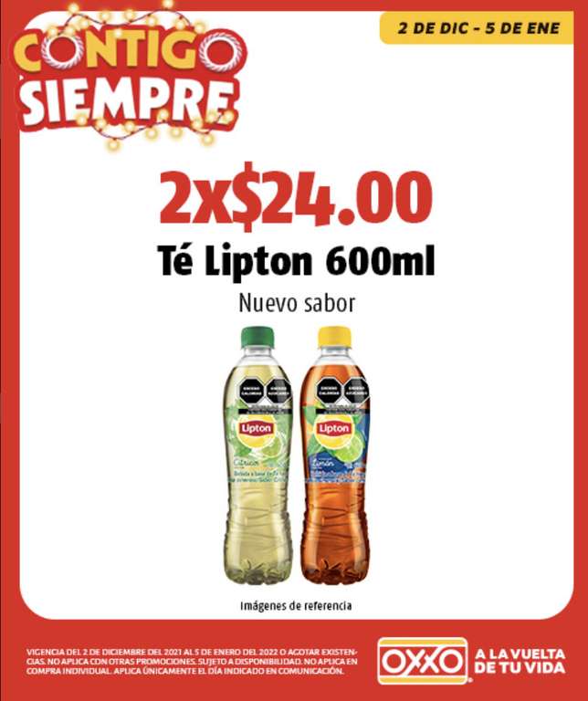 2 Té Lipton 600 ml a $24 en OXXO
