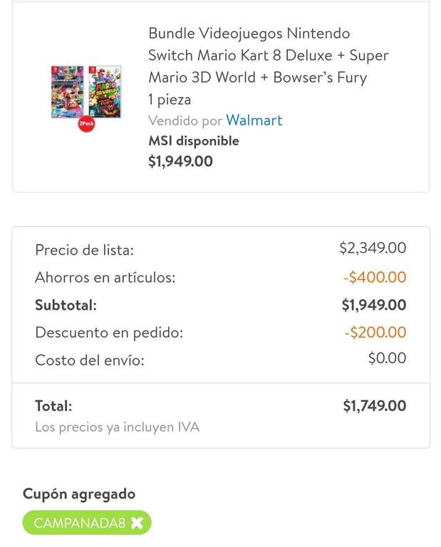 Walmart: Mario kart 8 + Super Mario 3D world