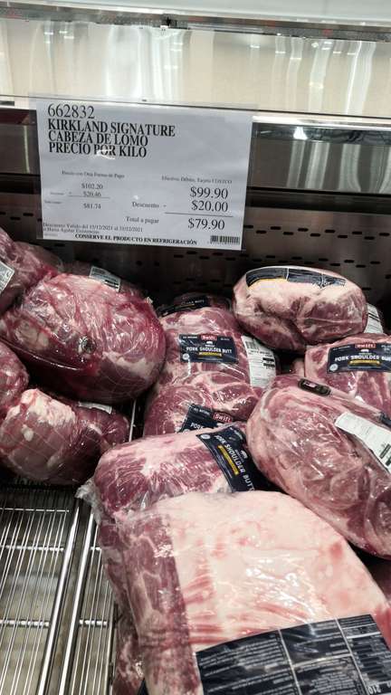 Costco: Lomo de cerdo 79.90 kilo