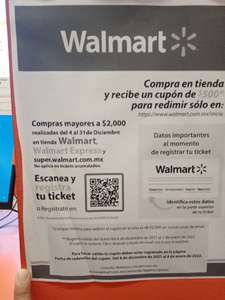 Walmart: Registra compra mayor a $2000 y recibe un cupón de $500