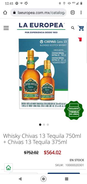 La Europea : Whisky Chivas 13 Tequila 750ml + Chivas 13 Tequila 375ml