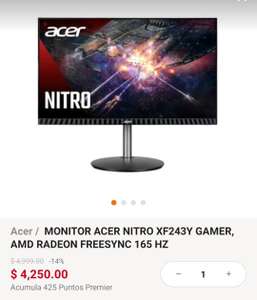 Linio: Monitor gamer Acer Nitro 165hz 24" 1080p IPS