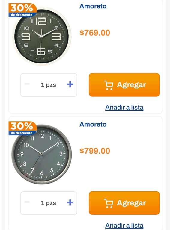 Chedraui: 30% de descuento en Relojes de pared Amoreto (Exclusiva tienda en línea)