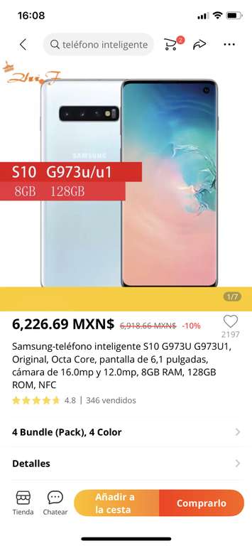 AliExpress: Samsung S10 NUEVO