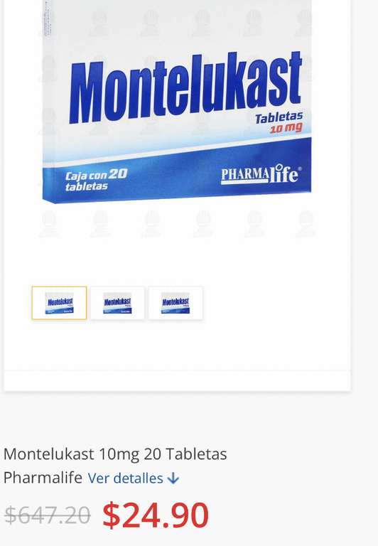 Farmacias Guadalajara: Montelukast 10 mg/ 20 tab Pharmalife