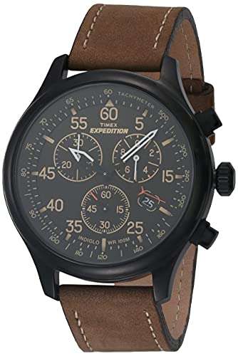 Amazon: Timex Men’s TW4B12300 Expedition Rugged Field Chronograph Tan/Black Leather Strap Watch