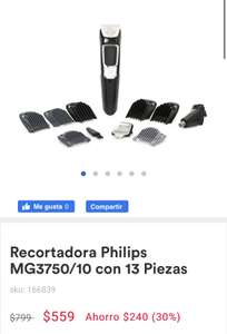 Coppel: Recortadora Philips MG3750/10 con 13 Piezas