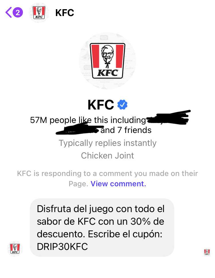 KFC: 30% descuento