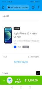 Movistar: Apple iPhone 12 Mini 64 GB Azul