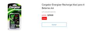 Walmart Mismo Día: Cargador Energizer Recharge Maxi para 4 Baterías AA