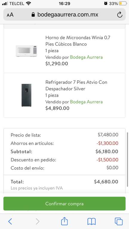 Bodega Aurrera: Refrigerador 7 pies + Microondas Winia ($4,680)