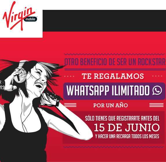 Virgin Mobile Whatsapp gratis por un año registrándote en su página
