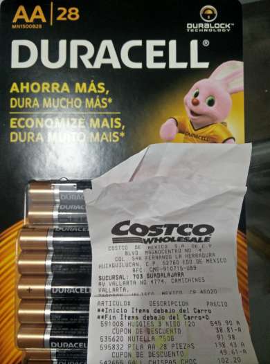 Costco: 28 Pilas AA Duracell
