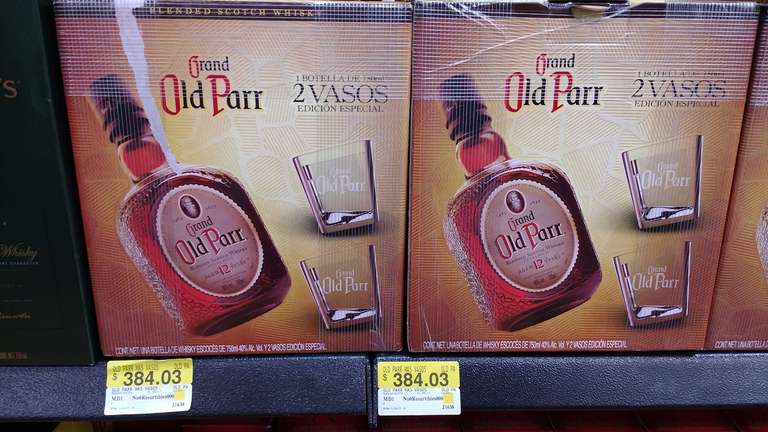 Walmart: Whisky Old Parr 750 ml 12 años + 2 vasos inclinados a $384.03
