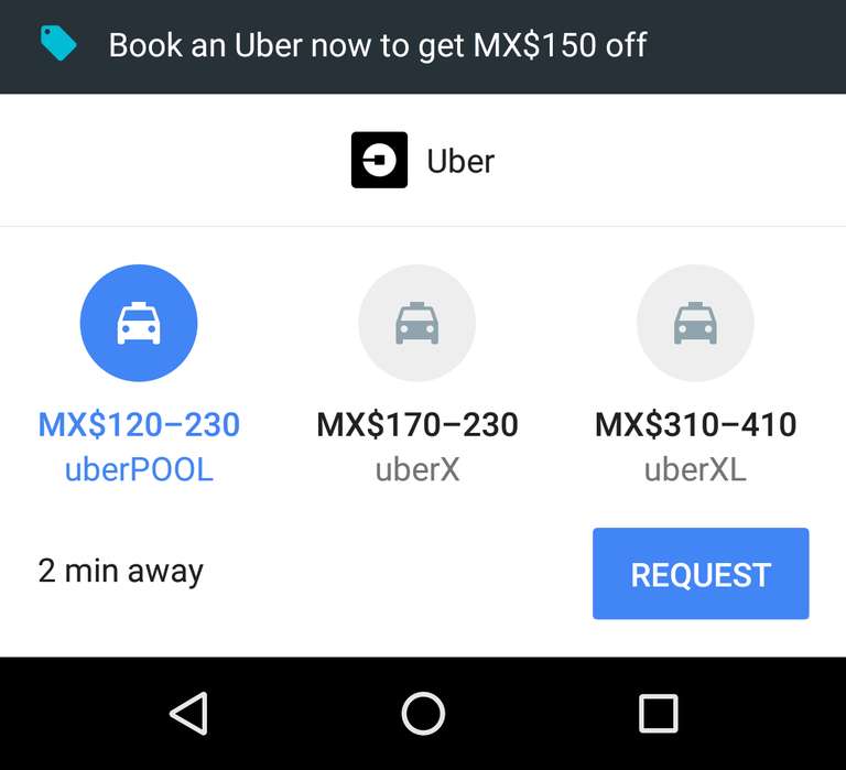 Uber: $150 de descuento para todos los usuarios solicitando desde Google Maps