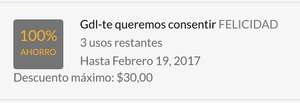 Cabify Guadalajara: Código para 3 descuentos de $30 (usuarios existentes)