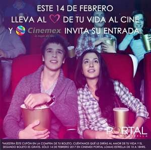 Cinemex Lomas Estrella:  Entrada gratis para tu novia presentando cupón y frase