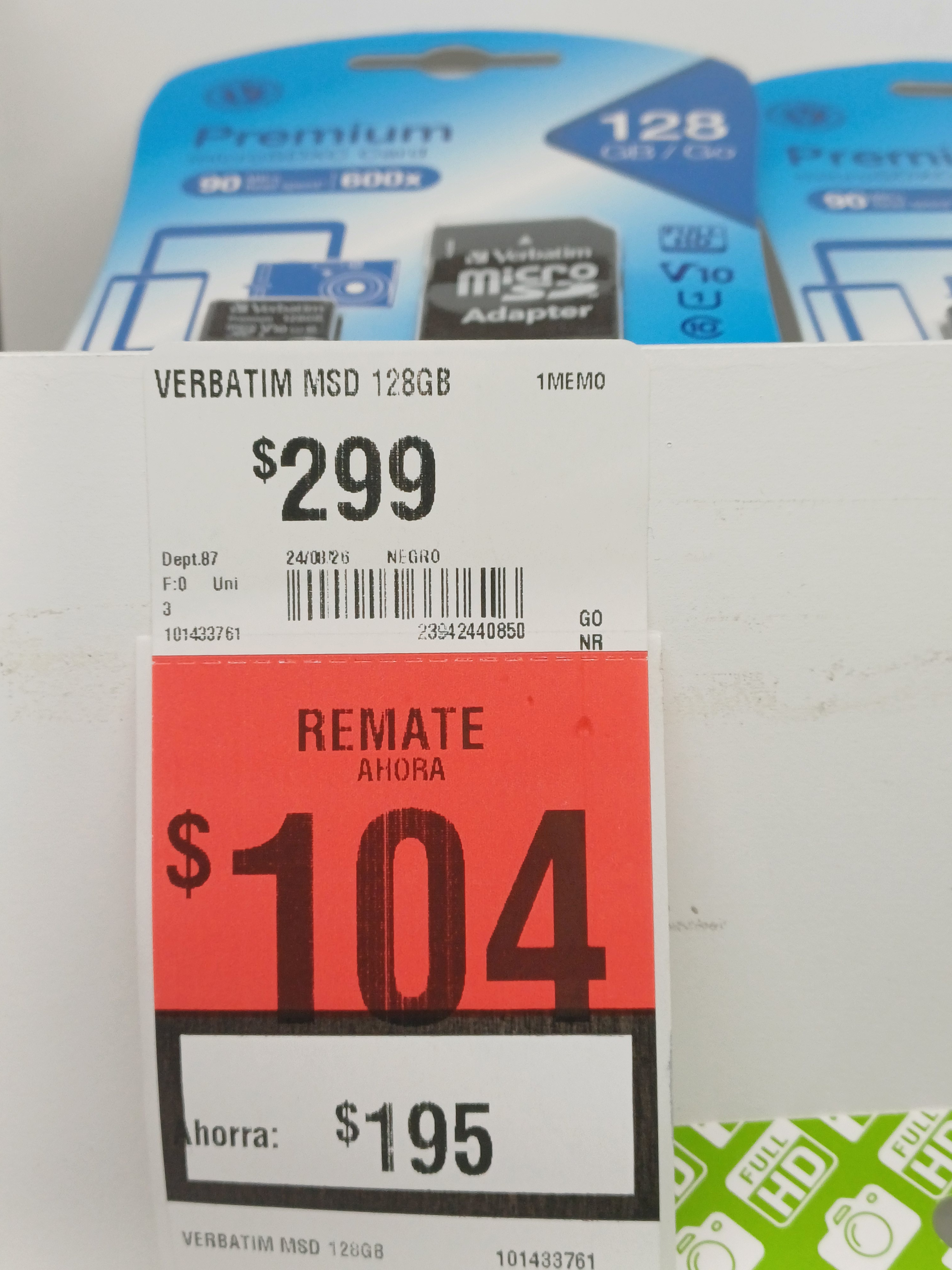 Bodega Aurrera: Micro SD 128 gb Verbatim