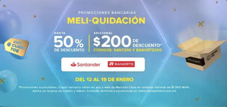 Santander: $ 200 de descuento directo en Mercado Libre con cupon SANT200 en App y Web Limitado a 10,000 Cupones