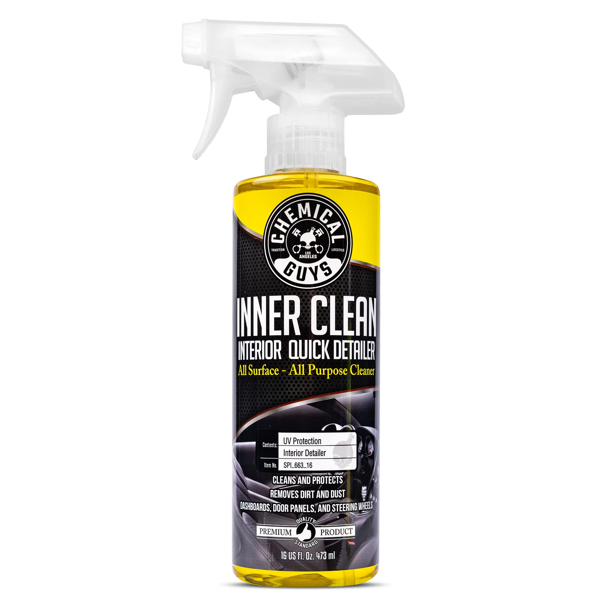 Amazon: Chemical Guys Limpiador y Protector de Interiores InnerClean Para Autos, Motos ,Etc, Amarillo, 16 oz