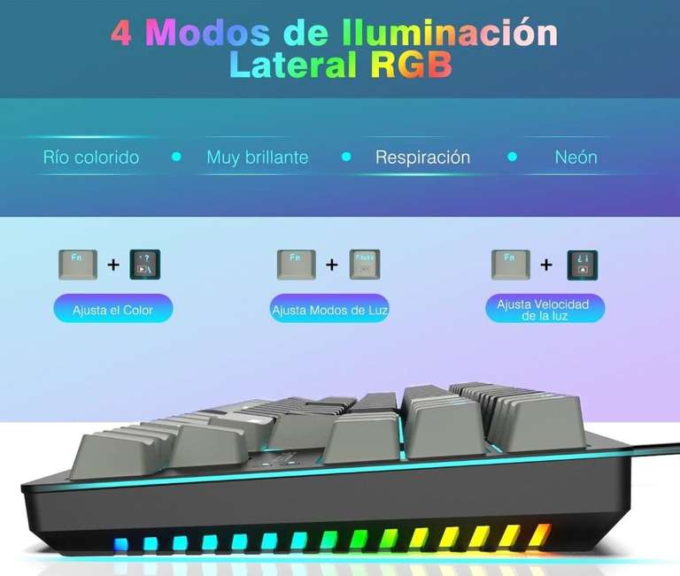 Amazon: Teclado Mecánico de Español Latam de 87 Teclas con Interruptores Rojo, Hot Swap