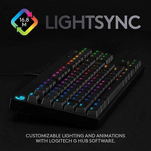 Amazon: Logitech G, Teclado mecánico G PRO para gaming en inglés, Teclas retroiluminadas RGB LIGHTSYNC con 16,8, GX Blue - Negro