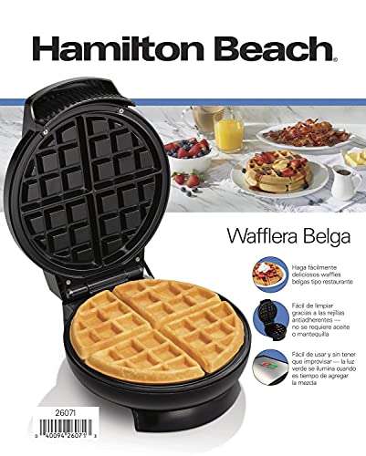 Amazon: Hamilton Beach 26071 Wafflera Eléctrica Modelo Belga, Chica, Negro