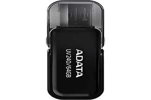 Amazon: ADATA 64 GB Memoria Flash USB 2.0 con Tapa Retráctil Color Negro UV240