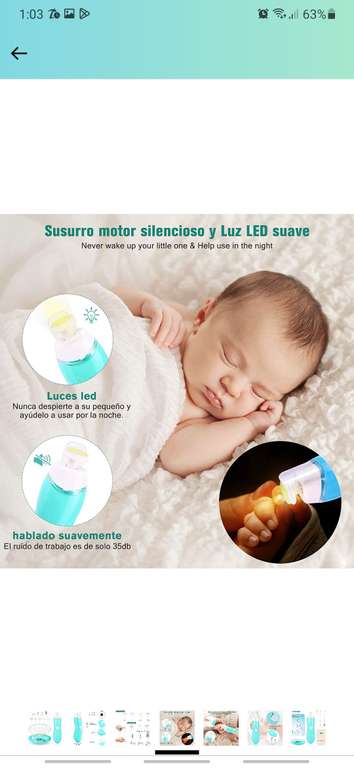 Amazon: Cortauñas para Bebe y Adulto 9 en 1 es recargable incluye 9 cabezas de limado con luz LED
